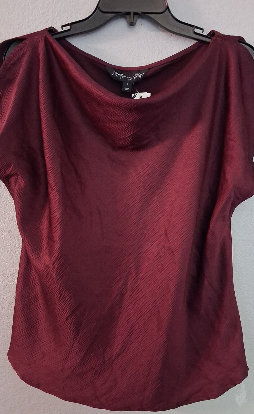 Montgomery & Park Women's Cowl Neck Blouse - Burgundy